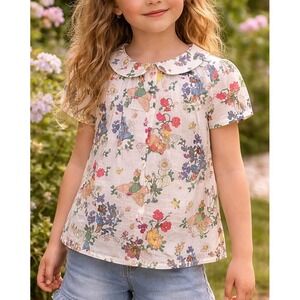 NWT Mini Boden Girls Youth Peter Pan Collared Top Size 6-7Y Whimsical Fairycore